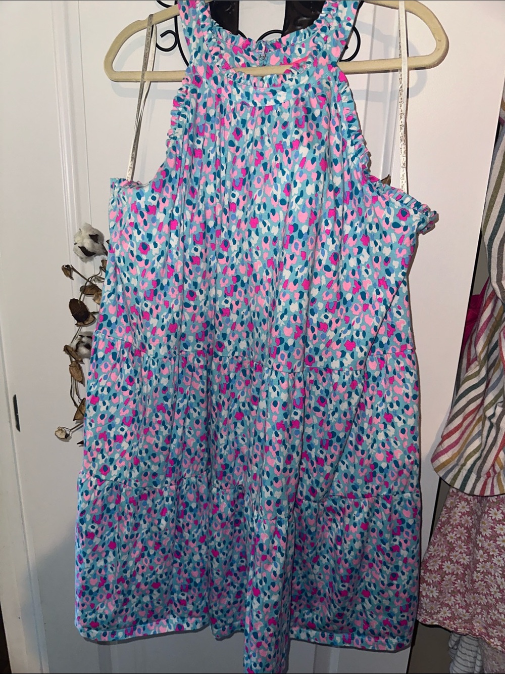 Lilly Pulitzer Sleeveless Tiered Dress in Pink, Blue & Teal